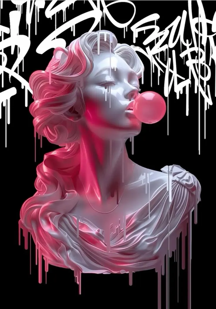 Escultura contemporánea con grafiti